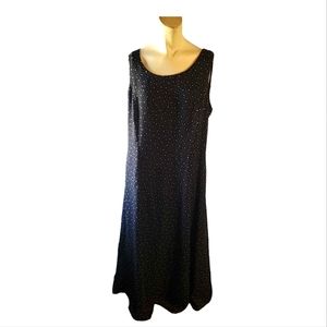 DANNY & NICOLE Black With White Spots Sleeveless Maxi Dress Size 16